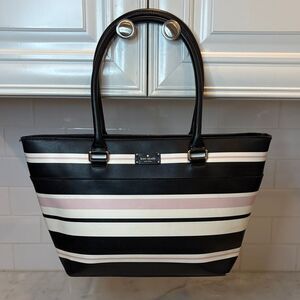 Kate Spade Grove Street Classic Stripe Margareta Leather Tote Shoulder Bag